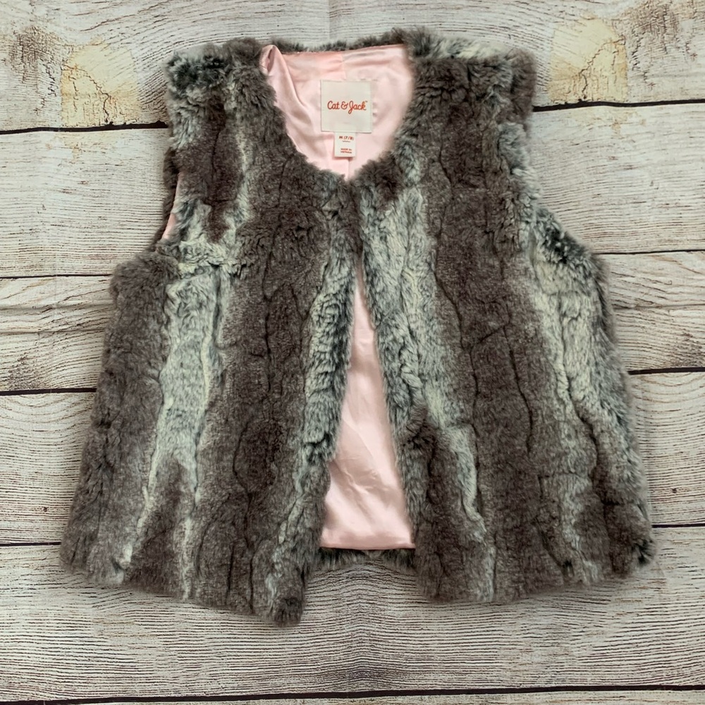Cat & Jack Gray Faux Fur Vest